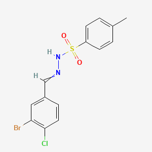 molecular formula C14H12BrClN2O2S B14085714 N-[(3-bromo-4-chlorophenyl)methylideneamino]-4-methylbenzenesulfonamide 