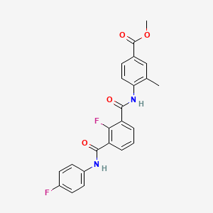 molecular formula C23H18F2N2O4 B14085757 Methyl 4-({2-fluoro-3-[(4-fluorophenyl)carbamoyl]benzene}amido)-3-methylbenzoate 