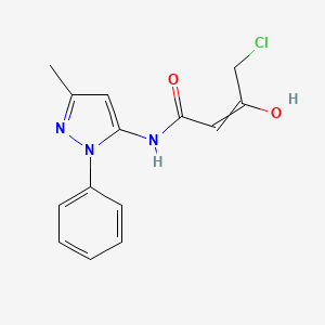 molecular formula C14H14ClN3O2 B14085775 4-chloro-3-hydroxy-N-(5-methyl-2-phenylpyrazol-3-yl)but-2-enamide 