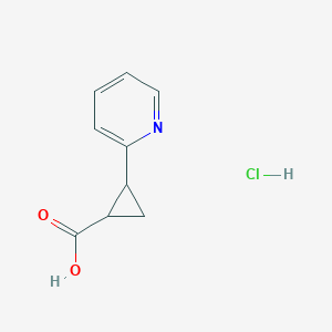 molecular formula C9H10ClNO2 B1408581 2-(Pyridin-2-yl)cyclopropane-1-carboxylic acid hydrochloride CAS No. 1820687-69-1