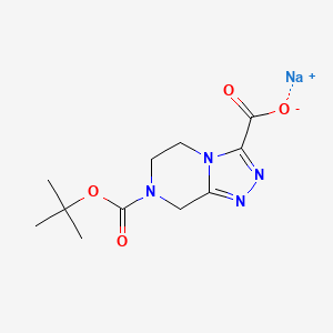 molecular formula C11H16N4NaO4 B1408586 Sodium 7-(tert-butoxycarbonyl)-5,6,7,8-tetrahydro-[1,2,4]triazolo[4,3-a]pyrazine-3-carboxylate CAS No. 1788041-59-7