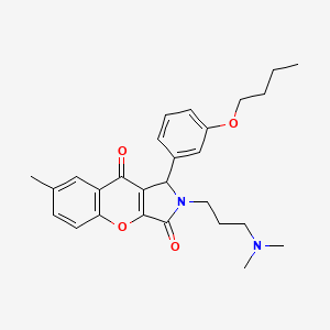 molecular formula C27H32N2O4 B14085957 1-(3-Butoxyphenyl)-2-[3-(dimethylamino)propyl]-7-methyl-1,2-dihydrochromeno[2,3-c]pyrrole-3,9-dione 