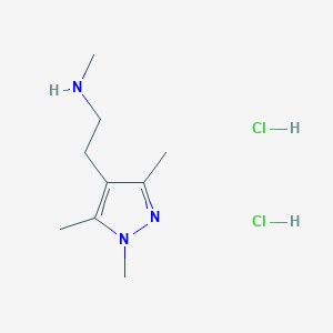 molecular formula C9H19Cl2N3 B1408596 N-methyl-2-(1,3,5-trimethyl-1H-pyrazol-4-yl)ethan-1-amine dihydrochloride CAS No. 1820706-18-0