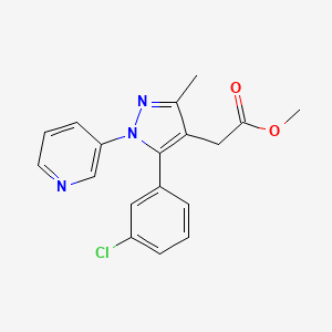 molecular formula C18H16ClN3O2 B14086037 Methyl 2-[5-(3-chlorophenyl)-3-methyl-1-(pyridin-3-yl)pyrazol-4-yl]acetate 