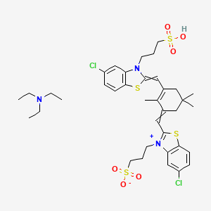 molecular formula C37H49Cl2N3O6S4 B1408614 triethylamine 3-((Z)-5-chloro-2-(((E)-3-((5-chloro-3-(3-sulfonatopropyl)benzo[d]thiazol-3-ium-2-yl)methylene)-2,5,5-trimethylcyclohex-1-en-1-yl)methylene)benzo[d]thiazol-3(2H)-yl)propane-1-sulfonate CAS No. 1401402-07-0