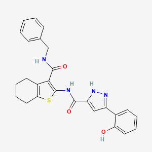 molecular formula C26H24N4O3S B14086141 N-[3-(benzylcarbamoyl)-4,5,6,7-tetrahydro-1-benzothiophen-2-yl]-5-(2-hydroxyphenyl)-1H-pyrazole-3-carboxamide 