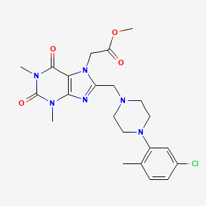 molecular formula C22H27ClN6O4 B14086157 methyl (8-{[4-(5-chloro-2-methylphenyl)piperazin-1-yl]methyl}-1,3-dimethyl-2,6-dioxo-1,2,3,6-tetrahydro-7H-purin-7-yl)acetate 