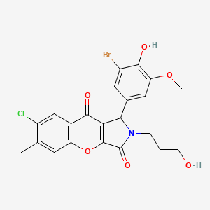 molecular formula C22H19BrClNO6 B14086215 1-(3-Bromo-4-hydroxy-5-methoxyphenyl)-7-chloro-2-(3-hydroxypropyl)-6-methyl-1,2-dihydrochromeno[2,3-c]pyrrole-3,9-dione 