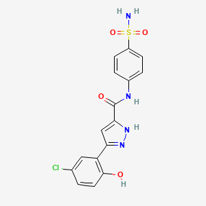 molecular formula C16H13ClN4O4S B14086252 5-(5-chloro-2-hydroxyphenyl)-N-(4-sulfamoylphenyl)-1H-pyrazole-3-carboxamide 