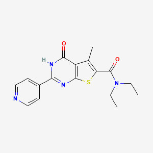 molecular formula C17H18N4O2S B14086501 N,N-diethyl-5-methyl-4-oxo-2-(pyridin-4-yl)-3,4-dihydrothieno[2,3-d]pyrimidine-6-carboxamide 