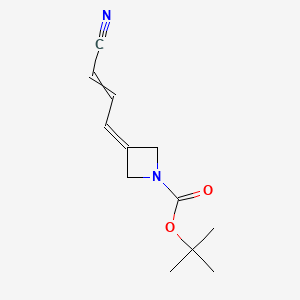 molecular formula C12H16N2O2 B14086523 Tert-butyl 3-(3-cyanoprop-2-enylidene)azetidine-1-carboxylate 