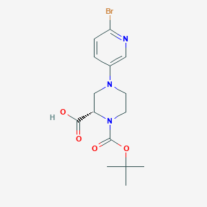 B1408674 (S)-4-(6-Bromopyridin-3-yl)-1-(tert-butoxycarbonyl)-piperazine-2-carboxylic acid CAS No. 1786603-14-2