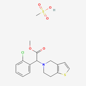 molecular formula C17H20ClNO5S2 B14086830 methanesulfonic acid;methyl 2-(2-chlorophenyl)-2-(6,7-dihydro-4H-thieno[3,2-c]pyridin-5-yl)acetate 