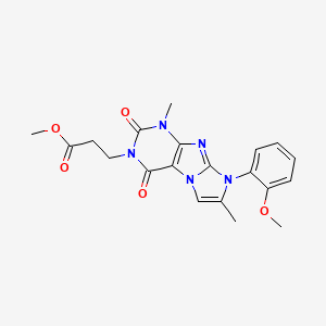 molecular formula C20H21N5O5 B14086867 methyl 3-[8-(2-methoxyphenyl)-1,7-dimethyl-2,4-dioxo-1,2,4,8-tetrahydro-3H-imidazo[2,1-f]purin-3-yl]propanoate 