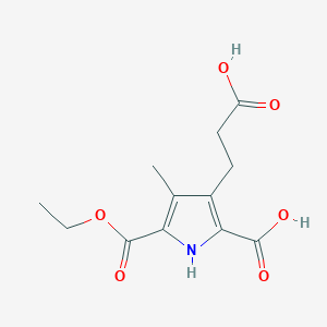 molecular formula C12H15NO6 B14087094 3-(2-carboxyethyl)-5-ethoxycarbonyl-4-methyl-1H-pyrrole-2-carboxylic acid CAS No. 37789-66-5
