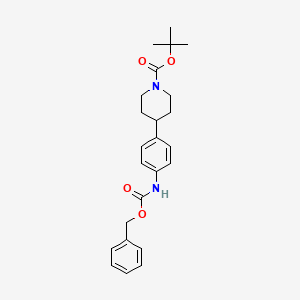 molecular formula C24H30N2O4 B14087115 Tert-butyl 4-(4-{[(benzyloxy)carbonyl]amino}phenyl)piperidine-1-carboxylate 