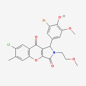 molecular formula C22H19BrClNO6 B14087131 1-(3-Bromo-4-hydroxy-5-methoxyphenyl)-7-chloro-2-(2-methoxyethyl)-6-methyl-1,2-dihydrochromeno[2,3-c]pyrrole-3,9-dione 