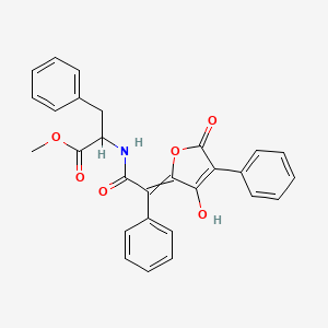 molecular formula C28H23NO6 B14087543 Methyl 2-[[2-(3-hydroxy-5-oxo-4-phenylfuran-2-ylidene)-2-phenylacetyl]amino]-3-phenylpropanoate 