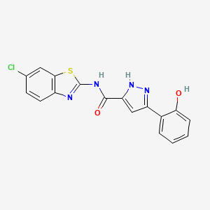 molecular formula C17H11ClN4O2S B14087545 N-(6-chloro-1,3-benzothiazol-2-yl)-5-(2-hydroxyphenyl)-1H-pyrazole-3-carboxamide 