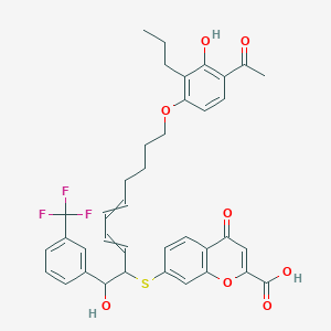 molecular formula C38H37F3O8S B14087674 7-[(2S,3E,5Z)-10-(4-acetyl-3-hydroxy-2-propylphenoxy)-1-hydroxy-1-[3-(trifluoromethyl)phenyl]deca-3,5-dien-2-yl]sulfanyl-4-oxochromene-2-carboxylic acid 