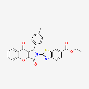 molecular formula C28H20N2O5S B14087725 ethyl 2-[1-(4-methylphenyl)-3,9-dioxo-3,9-dihydrochromeno[2,3-c]pyrrol-2(1H)-yl]-1,3-benzothiazole-6-carboxylate 