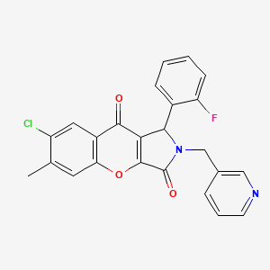 molecular formula C24H16ClFN2O3 B14087753 7-Chloro-1-(2-fluorophenyl)-6-methyl-2-(pyridin-3-ylmethyl)-1,2-dihydrochromeno[2,3-c]pyrrole-3,9-dione 