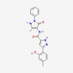 molecular formula C22H21N5O3 B14087851 N-(1,5-dimethyl-3-oxo-2-phenyl-2,3-dihydro-1H-pyrazol-4-yl)-5-(2-hydroxy-4-methylphenyl)-1H-pyrazole-3-carboxamide 