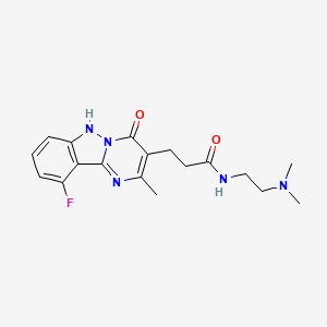 molecular formula C18H22FN5O2 B14087981 N-[2-(dimethylamino)ethyl]-3-(10-fluoro-2-methyl-4-oxo-1,4-dihydropyrimido[1,2-b]indazol-3-yl)propanamide 