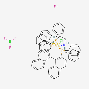 molecular formula C58H50BClF4NP3Ru+3 B14088011 Chlororuthenium(2+);2-diphenylphosphaniumylethylazanide;[1-(2-diphenylphosphaniumylnaphthalen-1-yl)naphthalen-2-yl]-diphenylphosphanium;trifluoroborane;fluoride 