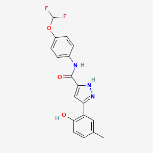 molecular formula C18H15F2N3O3 B14088025 N-[4-(difluoromethoxy)phenyl]-5-(2-hydroxy-5-methylphenyl)-1H-pyrazole-3-carboxamide 