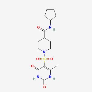 molecular formula C16H24N4O5S B14088053 N-cyclopentyl-1-[(2,4-dihydroxy-6-methylpyrimidin-5-yl)sulfonyl]piperidine-4-carboxamide 