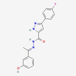 molecular formula C18H15FN4O2 B14088128 3-(4-fluorophenyl)-N-[(E)-1-(3-hydroxyphenyl)ethylideneamino]-1H-pyrazole-5-carboxamide 