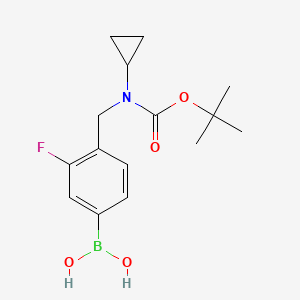 molecular formula C15H21BFNO4 B1408822 4-((Tert-butoxycarbonyl(cyclopropyl)amino)methyl)-3-fluorophenylboronic acid CAS No. 1704064-03-8