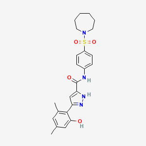 molecular formula C24H28N4O4S B14088228 N-[4-(azepan-1-ylsulfonyl)phenyl]-3-(2-hydroxy-4,6-dimethylphenyl)-1H-pyrazole-5-carboxamide 