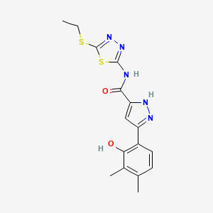 molecular formula C16H17N5O2S2 B14088236 N-[5-(ethylsulfanyl)-1,3,4-thiadiazol-2-yl]-5-(2-hydroxy-3,4-dimethylphenyl)-1H-pyrazole-3-carboxamide 