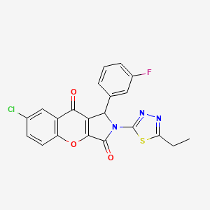 molecular formula C21H13ClFN3O3S B14088364 7-Chloro-2-(5-ethyl-1,3,4-thiadiazol-2-yl)-1-(3-fluorophenyl)-1,2-dihydrochromeno[2,3-c]pyrrole-3,9-dione 