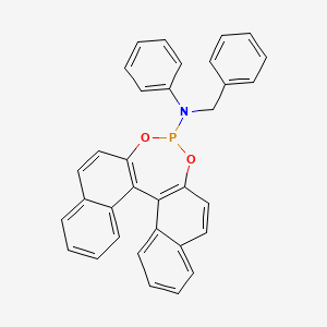 molecular formula C33H24NO2P B14088558 N-benzyl-N-phenyl-12,14-dioxa-13-phosphapentacyclo[13.8.0.02,11.03,8.018,23]tricosa-1(15),2(11),3,5,7,9,16,18,20,22-decaen-13-amine 