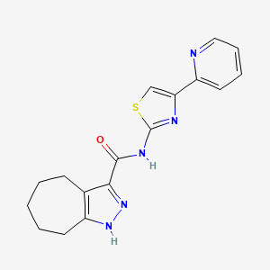 molecular formula C17H17N5OS B14088828 N-[4-(pyridin-2-yl)-1,3-thiazol-2-yl]-2,4,5,6,7,8-hexahydrocyclohepta[c]pyrazole-3-carboxamide 