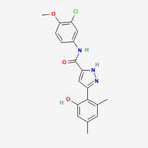 molecular formula C19H18ClN3O3 B14088952 N-(3-chloro-4-methoxyphenyl)-3-(2-hydroxy-4,6-dimethylphenyl)-1H-pyrazole-5-carboxamide 