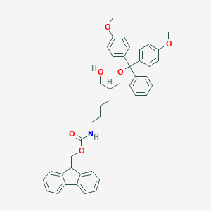 molecular formula C43H45NO6 B014089 (9H-Fluoren-9-yl)methyl (6-(bis(4-methoxyphenyl)(phenyl)methoxy)-5-(hydroxymethyl)hexyl)carbamate CAS No. 147190-32-7