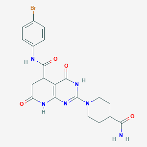 molecular formula C20H21BrN6O4 B14089013 N-(4-bromophenyl)-2-(4-carbamoylpiperidin-1-yl)-4-hydroxy-7-oxo-5,6,7,8-tetrahydropyrido[2,3-d]pyrimidine-5-carboxamide 