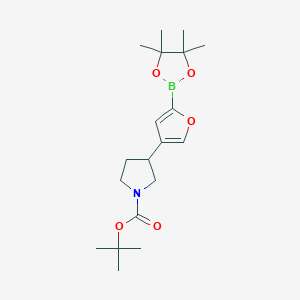 molecular formula C19H30BNO5 B14089408 tert-Butyl 3-(5-(4,4,5,5-tetramethyl-1,3,2-dioxaborolan-2-yl)furan-3-yl)pyrrolidine-1-carboxylate 
