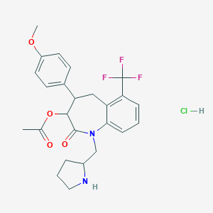 molecular formula C25H28ClF3N2O4 B140895 [4-(4-methoxyphenyl)-2-oxo-1-(pyrrolidin-2-ylmethyl)-6-(trifluoromethyl)-4,5-dihydro-3H-1-benzazepin-3-yl] acetate CAS No. 128574-17-4