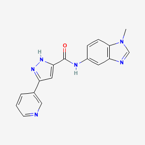 molecular formula C17H14N6O B14089925 N-(1-methyl-1H-benzimidazol-5-yl)-5-(pyridin-3-yl)-1H-pyrazole-3-carboxamide 