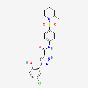 molecular formula C22H23ClN4O4S B14089979 5-(5-chloro-2-hydroxyphenyl)-N-{4-[(2-methylpiperidin-1-yl)sulfonyl]phenyl}-1H-pyrazole-3-carboxamide 