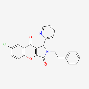molecular formula C24H17ClN2O3 B14090057 7-Chloro-2-(2-phenylethyl)-1-(pyridin-2-yl)-1,2-dihydrochromeno[2,3-c]pyrrole-3,9-dione 