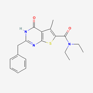 molecular formula C19H21N3O2S B14090061 2-benzyl-N,N-diethyl-5-methyl-4-oxo-3,4-dihydrothieno[2,3-d]pyrimidine-6-carboxamide 