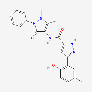 molecular formula C22H21N5O3 B14090068 N-(1,5-dimethyl-3-oxo-2-phenyl-2,3-dihydro-1H-pyrazol-4-yl)-5-(2-hydroxy-5-methylphenyl)-1H-pyrazole-3-carboxamide 