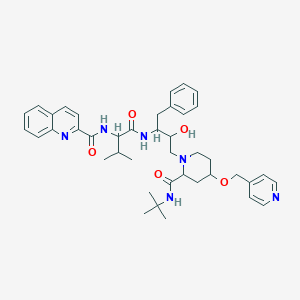 molecular formula C41H52N6O5 B14090080 N-{1-[(4-{2-(tert-Butylcarbamoyl)-4-[(pyridin-4-yl)methoxy]piperidin-1-yl}-3-hydroxy-1-phenylbutan-2-yl)amino]-3-methyl-1-oxobutan-2-yl}quinoline-2-carboxamide 