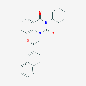 molecular formula C26H24N2O3 B14090275 3-cyclohexyl-1-(2-(naphthalen-2-yl)-2-oxoethyl)quinazoline-2,4(1H,3H)-dione 